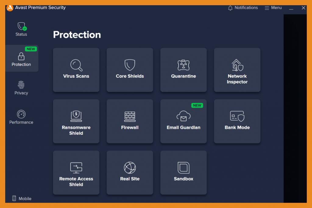 Avast Interface 2022