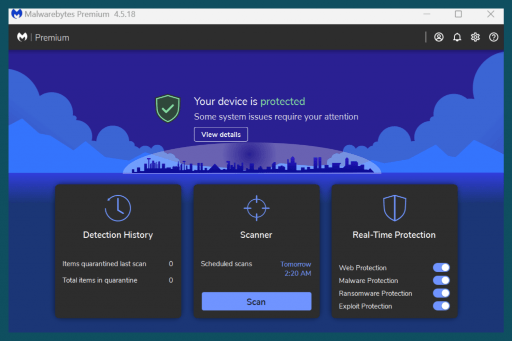 Malwarebytes Interface 2022