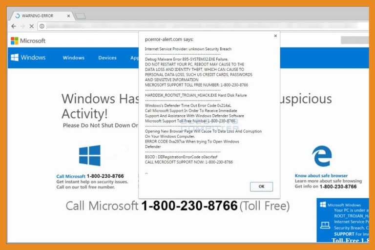 Windows Phishing Scam Pop Up
