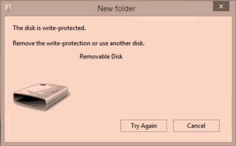 This is the message prompted when you attempt to modify data in a USB drive that has the 'write protection' feature enabled. 